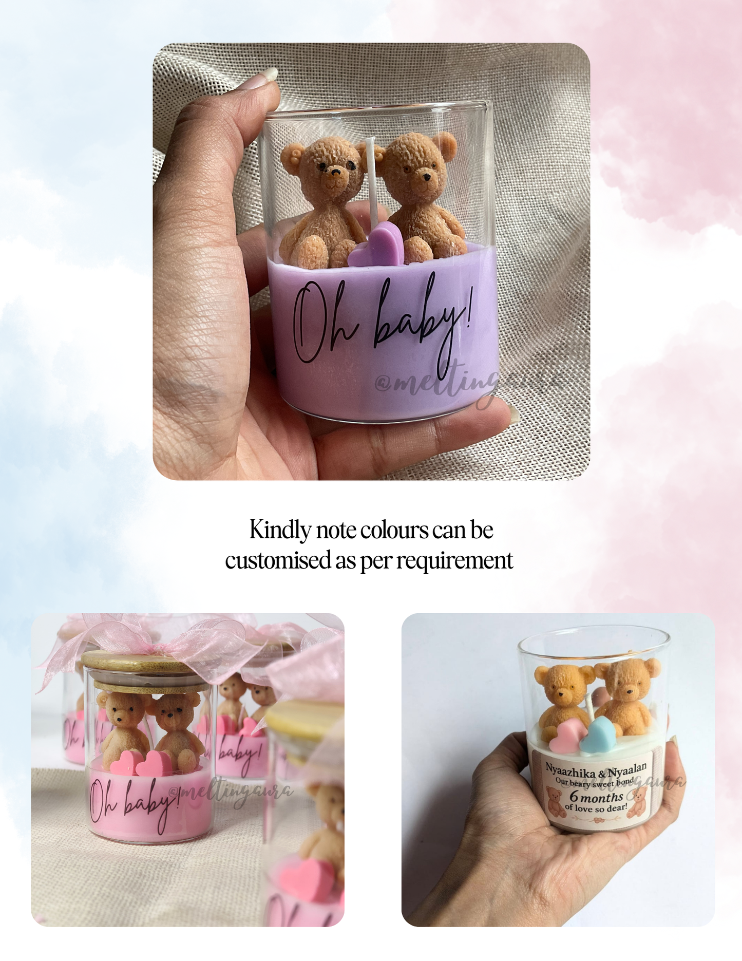 Double trouble-ARTISINAL Teddy candle