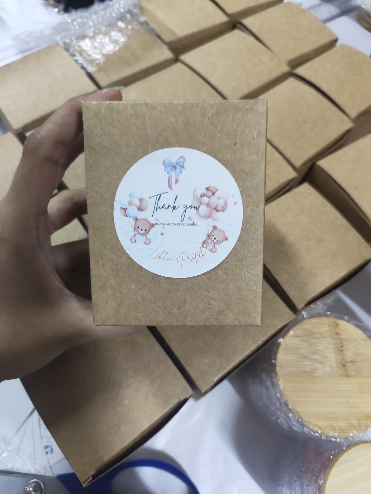 Pink n blue-ARTISINAL Teddy candle