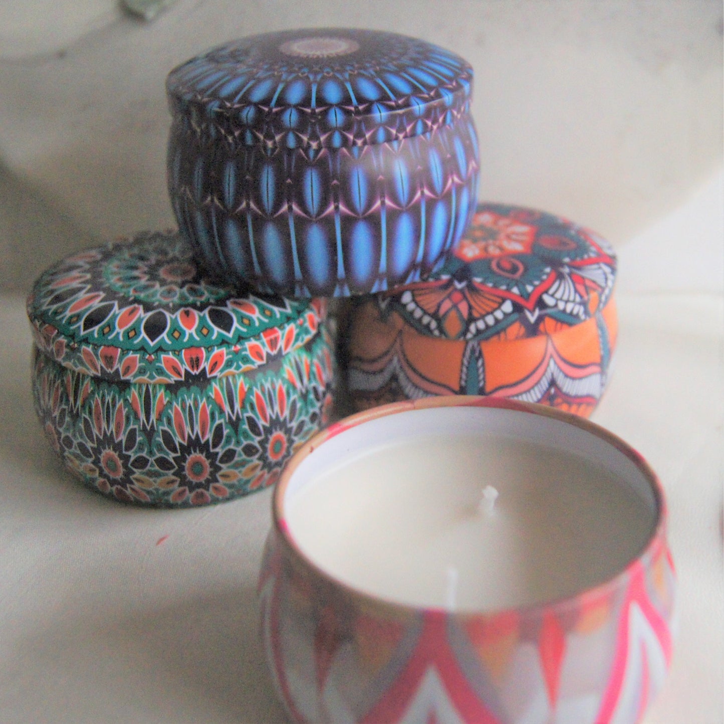 Mandala Tin Candles