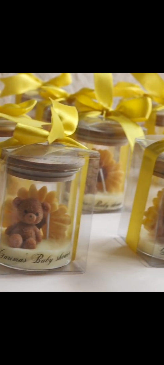 Yellow love -ARTISINAL Teddy candle