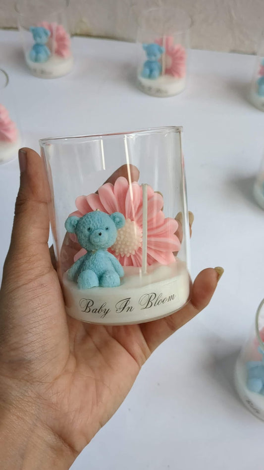 Pink n blue-ARTISINAL Teddy candle