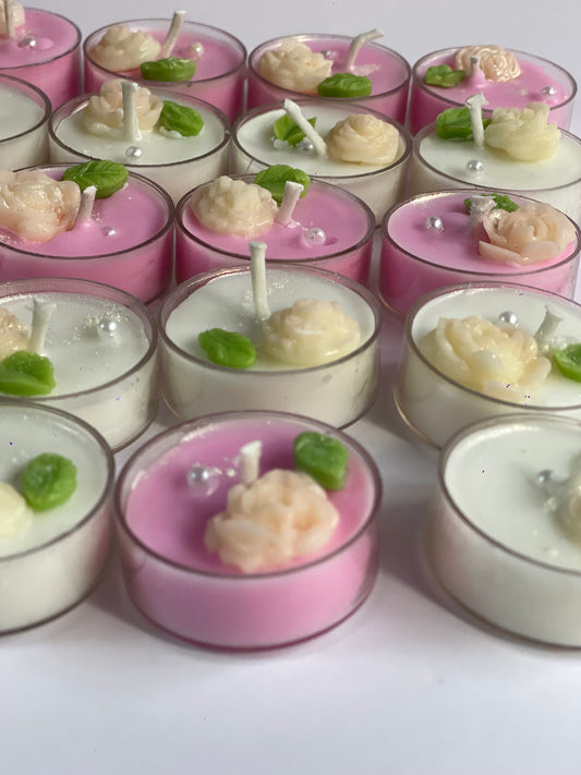 Rose tea light set of 8
