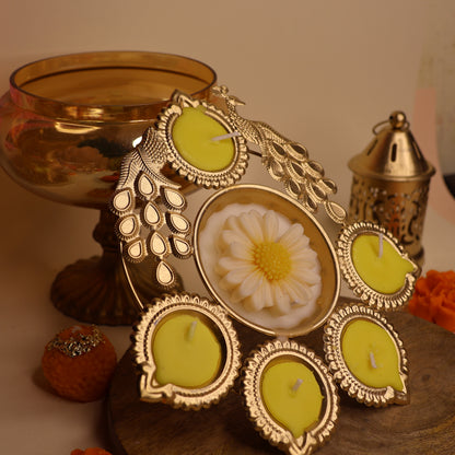 Mayur Mogra - Peacock Urli Candle, Mogra