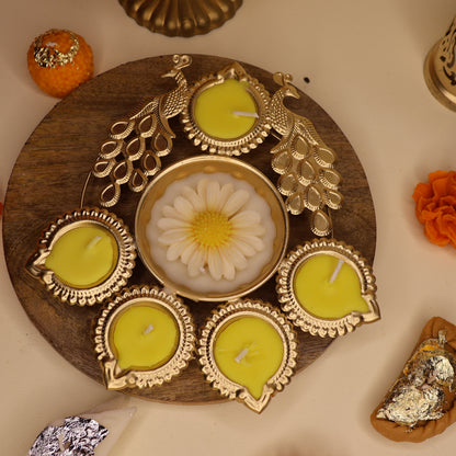 Mayur Mogra - Peacock Urli Candle, Mogra