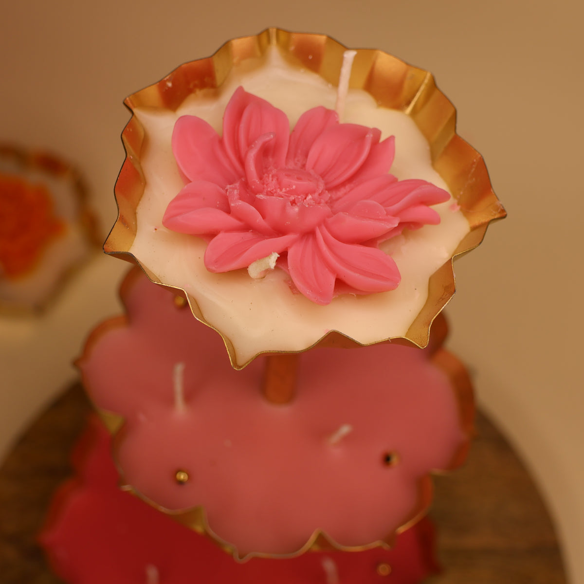 Kamal Dhara - Lotus Metal Stand Candle