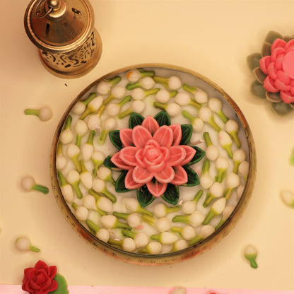 Harit Kamal - Light Green Lotus Wooden Bowl Candle